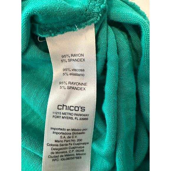 Chico's Green Pullover Top 3/4 Sleeve Back Lace Up Decor Sz 2 US L Rayon/Spandex - Picture 6 of 7